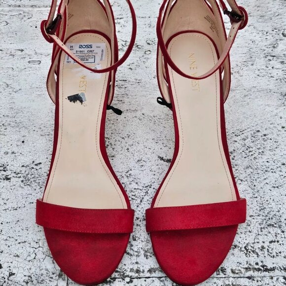 Nine West Women Heel Sandal Red Textile Upper Shoes Size 10M - Picture 2 of 11